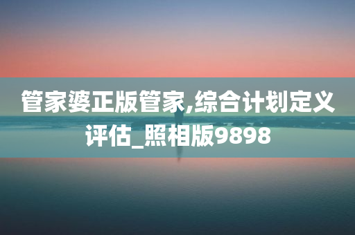 管家婆正版管家,综合计划定义评估_照相版9898