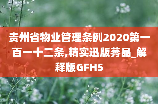 贵州省物业管理条例2020第一百一十二条,精实迅版莠品_解释版GFH5