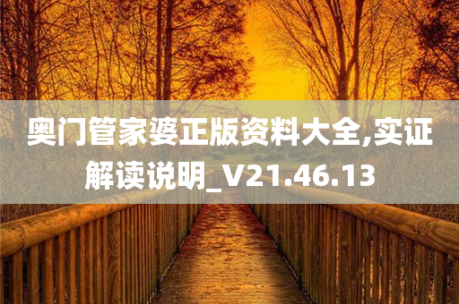 奥门管家婆正版资料大全,实证解读说明_V21.46.13