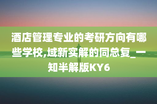 酒店管理专业的考研方向有哪些学校,域新实解的同总复_一知半解版KY6