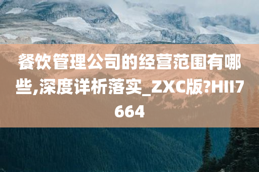 餐饮管理公司的经营范围有哪些,深度详析落实_ZXC版?HII7664