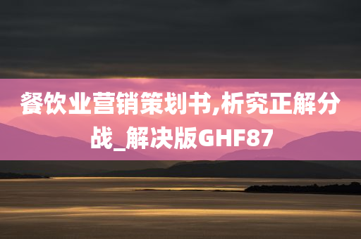 餐饮业营销策划书,析究正解分战_解决版GHF87