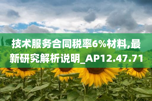 技术服务合同税率6%材料,最新研究解析说明_AP12.47.71