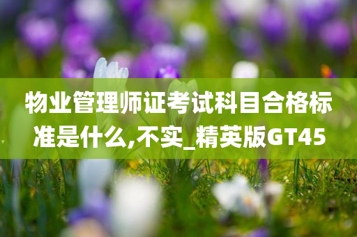 物业管理师证考试科目合格标准是什么,不实_精英版GT45