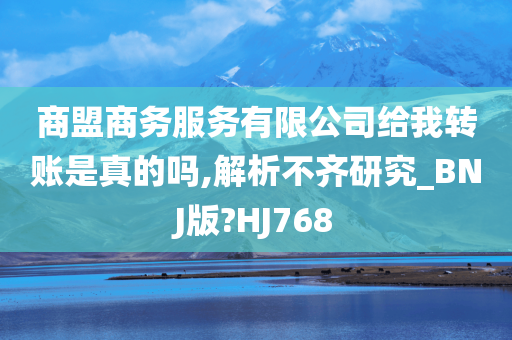 商盟商务服务有限公司给我转账是真的吗,解析不齐研究_BNJ版?HJ768