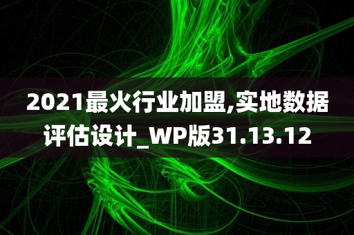 2021最火行业加盟,实地数据评估设计_WP版31.13.12