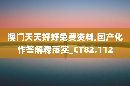 澳门天天好好兔费资料,国产化作答解释落实_CT82.112