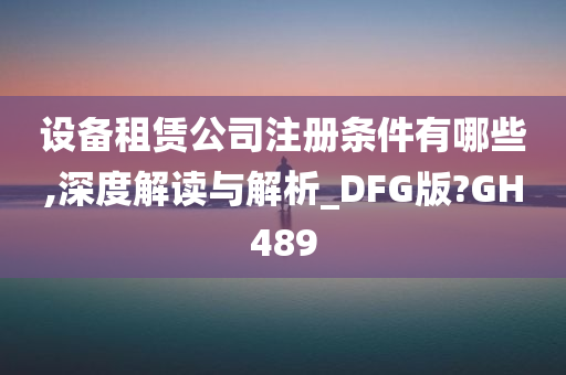 设备租赁公司注册条件有哪些,深度解读与解析_DFG版?GH489