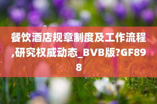 餐饮酒店规章制度及工作流程,研究权威动态_BVB版?GF898