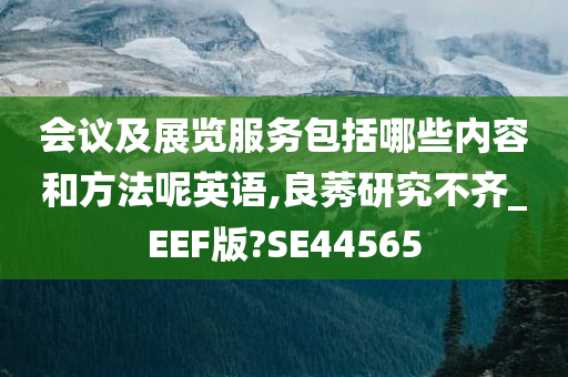 会议及展览服务包括哪些内容和方法呢英语,良莠研究不齐_EEF版?SE44565