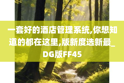 一套好的酒店管理系统,你想知道的都在这里,版新度选新最_DG版FF45