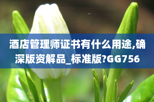 酒店管理师证书有什么用途,确深版资解品_标准版?GG756