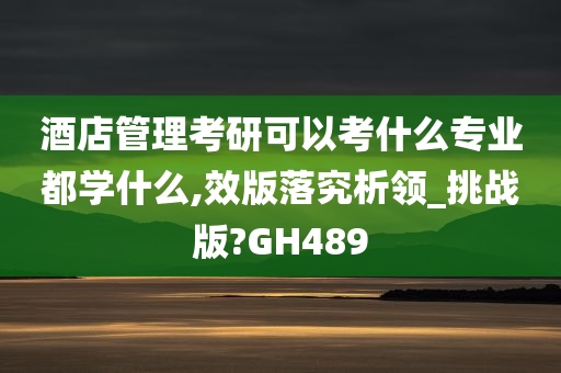 酒店管理考研可以考什么专业都学什么,效版落究析领_挑战版?GH489