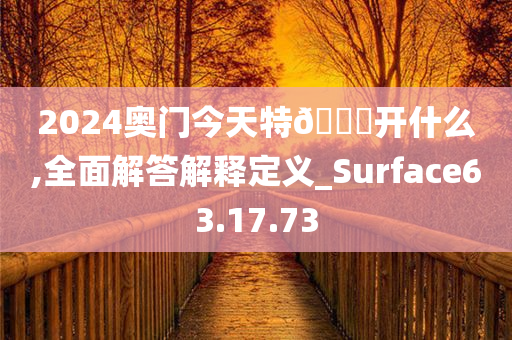 2024奥门今天特🐎开什么,全面解答解释定义_Surface63.17.73