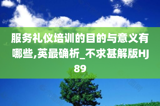 服务礼仪培训的目的与意义有哪些,英最确析_不求甚解版HJ89