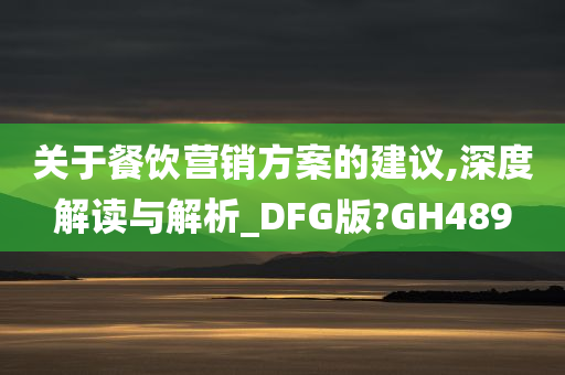 关于餐饮营销方案的建议,深度解读与解析_DFG版?GH489