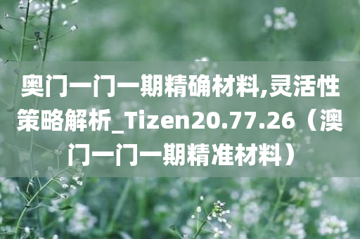 奥门一门一期精确材料,灵活性策略解析_Tizen20.77.26（澳门一门一期精准材料）