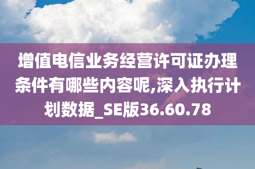 增值电信业务经营许可证办理条件有哪些内容呢,深入执行计划数据_SE版36.60.78