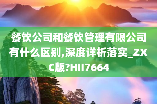 餐饮公司和餐饮管理有限公司有什么区别,深度详析落实_ZXC版?HII7664