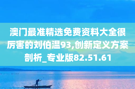 澳门最准精选免费资料大全很厉害的刘伯温93,创新定义方案剖析_专业版82.51.61