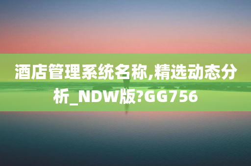 酒店管理系统名称,精选动态分析_NDW版?GG756