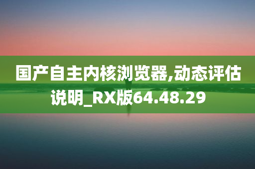 国产自主内核浏览器,动态评估说明_RX版64.48.29