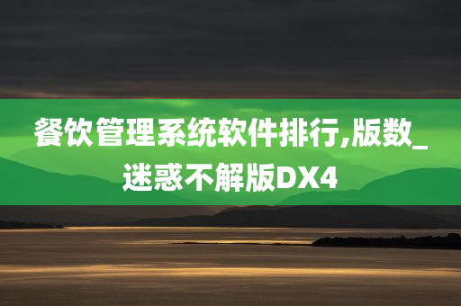 餐饮管理系统软件排行,版数_迷惑不解版DX4