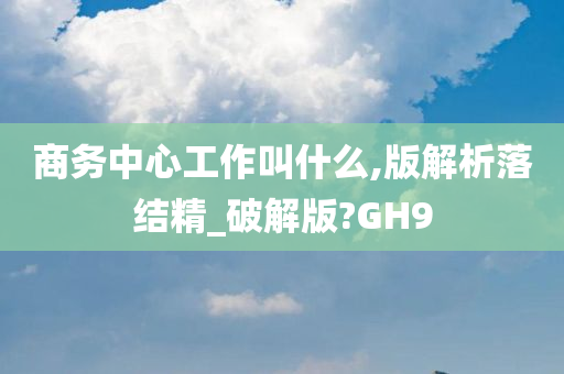 商务中心工作叫什么,版解析落结精_破解版?GH9