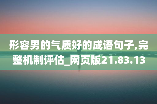 形容男的气质好的成语句子,完整机制评估_网页版21.83.13