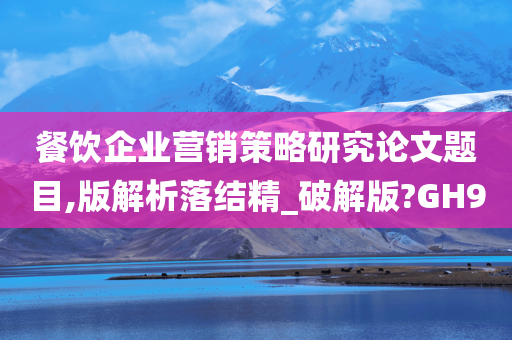 餐饮企业营销策略研究论文题目,版解析落结精_破解版?GH9