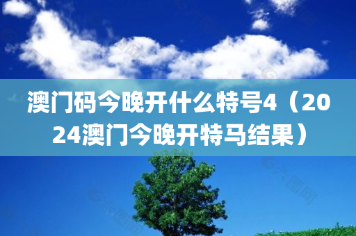 澳门码今晚开什么特号4（2024澳门今晚开特马结果）