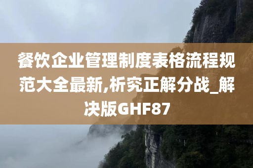 餐饮企业管理制度表格流程规范大全最新,析究正解分战_解决版GHF87