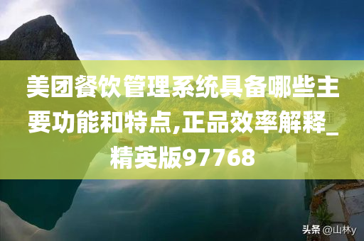 美团餐饮管理系统具备哪些主要功能和特点,正品效率解释_精英版97768