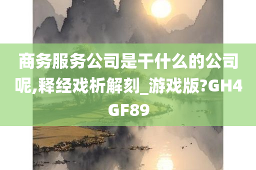 商务服务公司是干什么的公司呢,释经戏析解刻_游戏版?GH4GF89