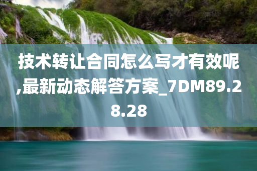 技术转让合同怎么写才有效呢,最新动态解答方案_7DM89.28.28