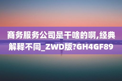 商务服务公司是干啥的啊,经典解释不同_ZWD版?GH4GF89