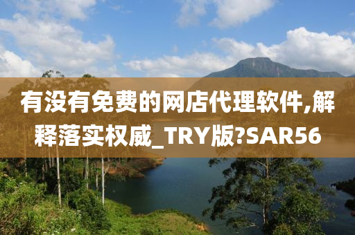 有没有免费的网店代理软件,解释落实权威_TRY版?SAR56