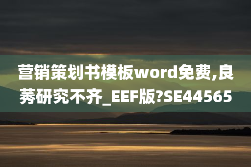 营销策划书模板word免费,良莠研究不齐_EEF版?SE44565