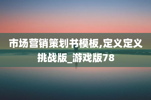 市场营销策划书模板,定义定义挑战版_游戏版78