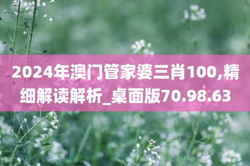 2024年澳门管家婆三肖100,精细解读解析_桌面版70.98.63