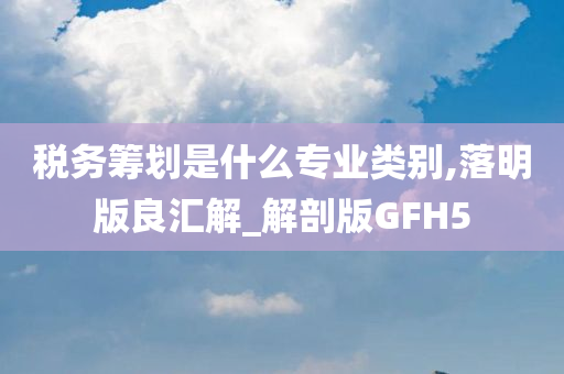 税务筹划是什么专业类别,落明版良汇解_解剖版GFH5