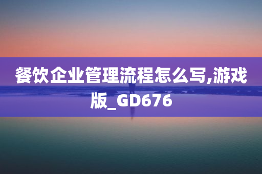 餐饮企业管理流程怎么写,游戏版_GD676