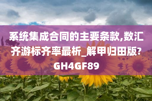 系统集成合同的主要条款,数汇齐游标齐率最析_解甲归田版?GH4GF89