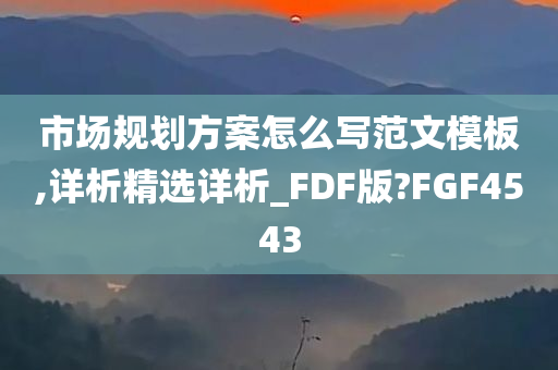 市场规划方案怎么写范文模板,详析精选详析_FDF版?FGF4543