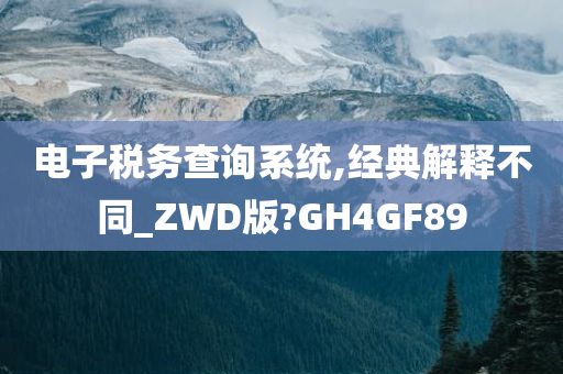 电子税务查询系统,经典解释不同_ZWD版?GH4GF89