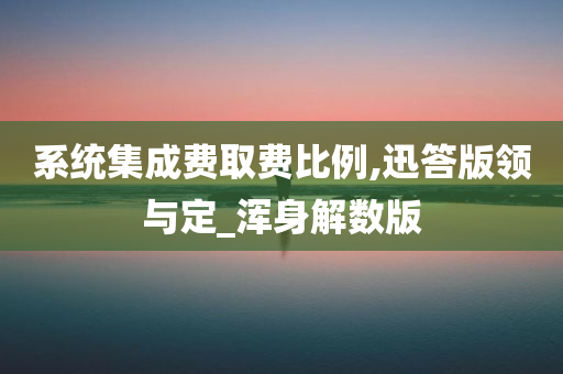 系统集成费取费比例,迅答版领与定_浑身解数版