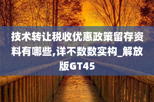 技术转让税收优惠政策留存资料有哪些,详不数数实构_解放版GT45