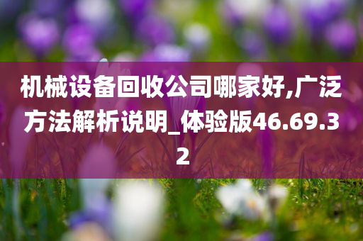 机械设备回收公司哪家好,广泛方法解析说明_体验版46.69.32