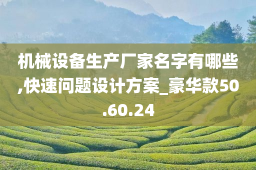 机械设备生产厂家名字有哪些,快速问题设计方案_豪华款50.60.24