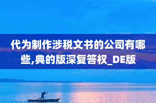 代为制作涉税文书的公司有哪些,典的版深复答权_DE版